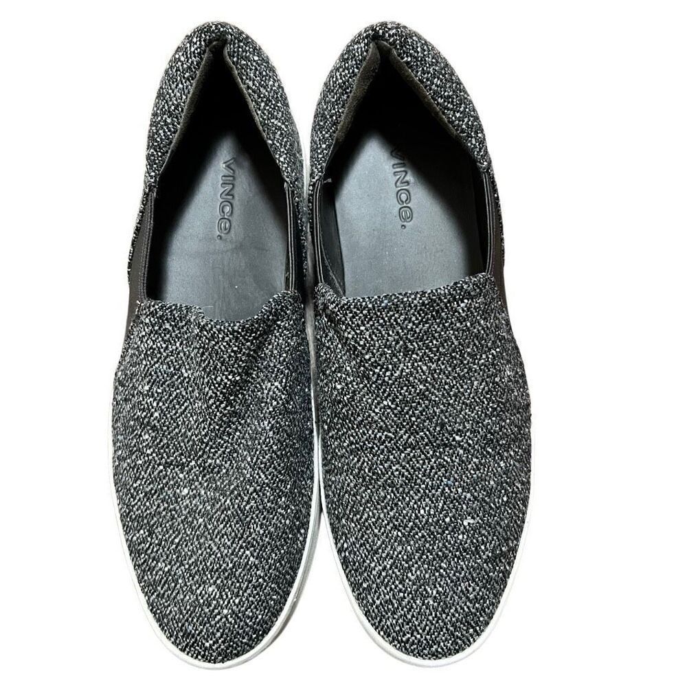Vince Blair Gray Wool Tweed Boucle Platform Slip On Shoes Sneaker Size 7